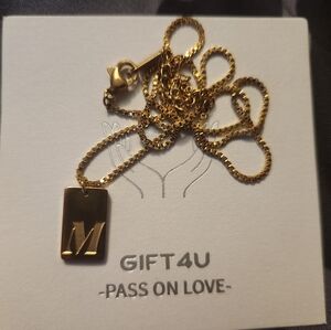 Gold Initial 'M' Pendant Necklace